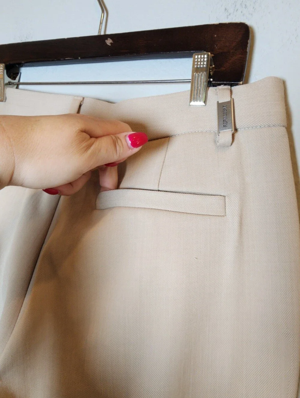 Represent Pants Wool Blend Tailored Beige Sesame Ankle Zip Men's Size Large